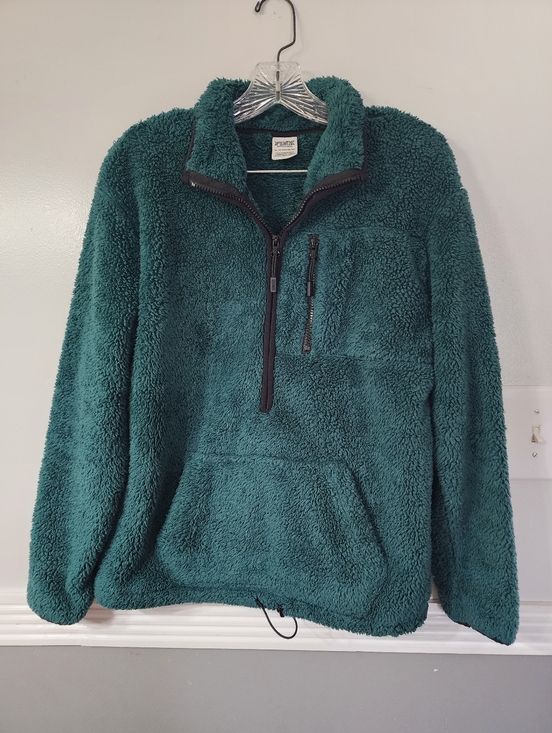 PINK Victoria's Secret Tops - Victoria's Secret PINK Plush Half-Zip Sherpa Pullover - Dark Green
